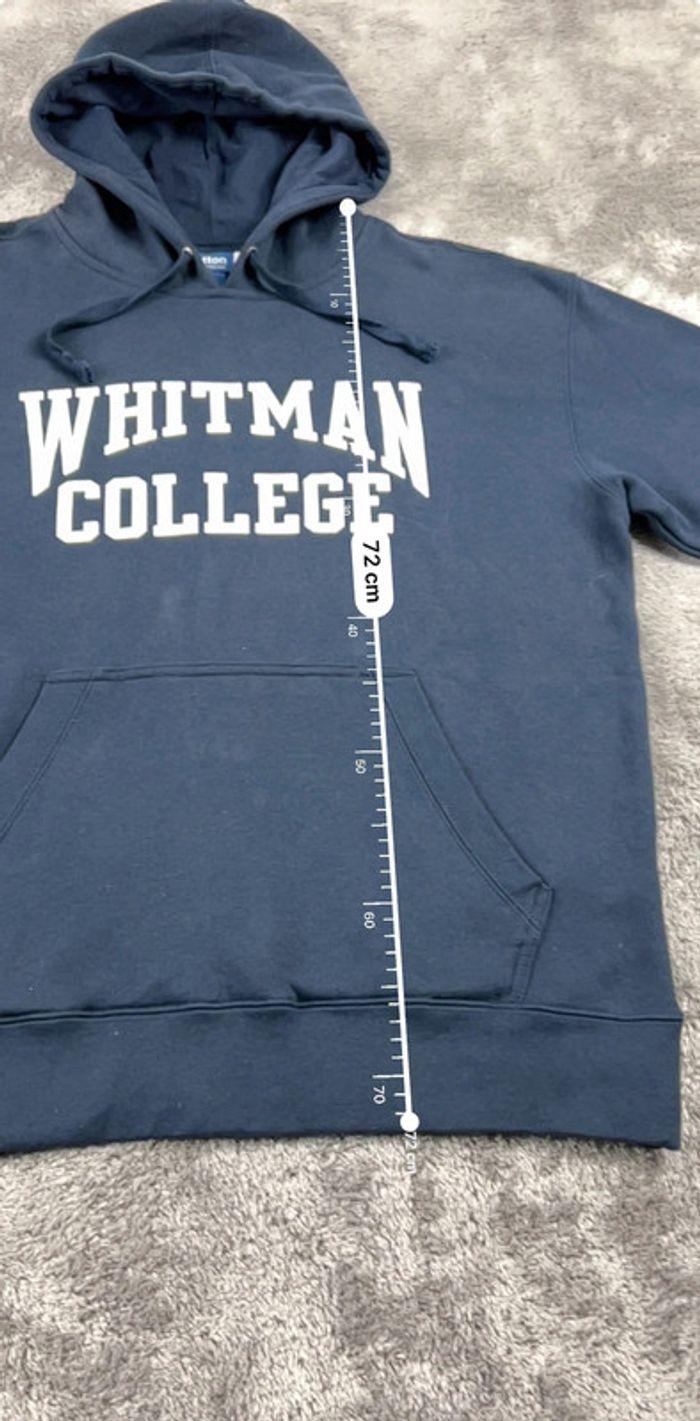 👕 Sweat à capuche Veste University Rare Vintage y2k 90s 2000s Whitman College Bleu Marine Taille L 👕 - photo numéro 3