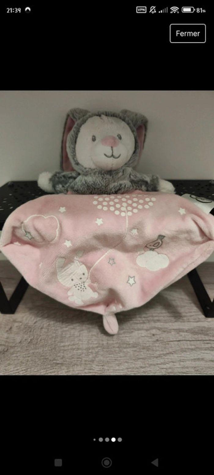 Doudou mouchoir lapin rose - photo numéro 7