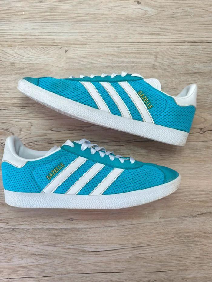 Baskets adidas gazelle vintage bleu turquoise pointure 42 bon état sans boîte d'origine - photo numéro 2