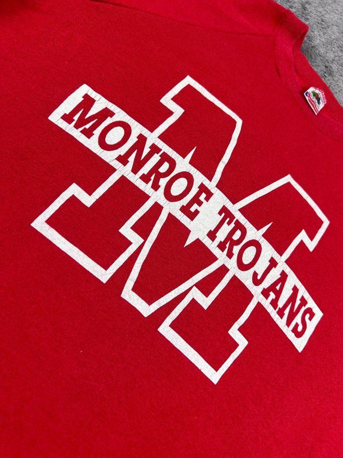 👕 Sweat à capuche Veste University Rare Vintage y2k 90s 2000s Monroe Trojan’s Rouge Taille XL 👕 - photo numéro 7