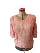 Pull chiné manche 3/4 rose blanc Mim Taille 42