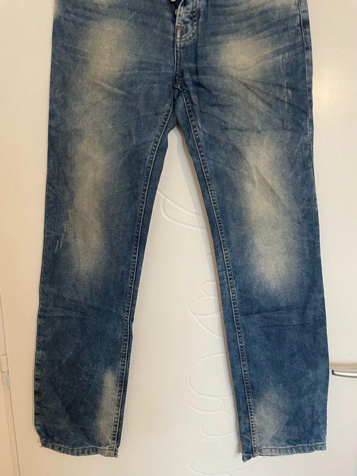 Jean bleu clair effet délavé taille haute coupe regular droit owk ltd denim taille 38 - photo numéro 3