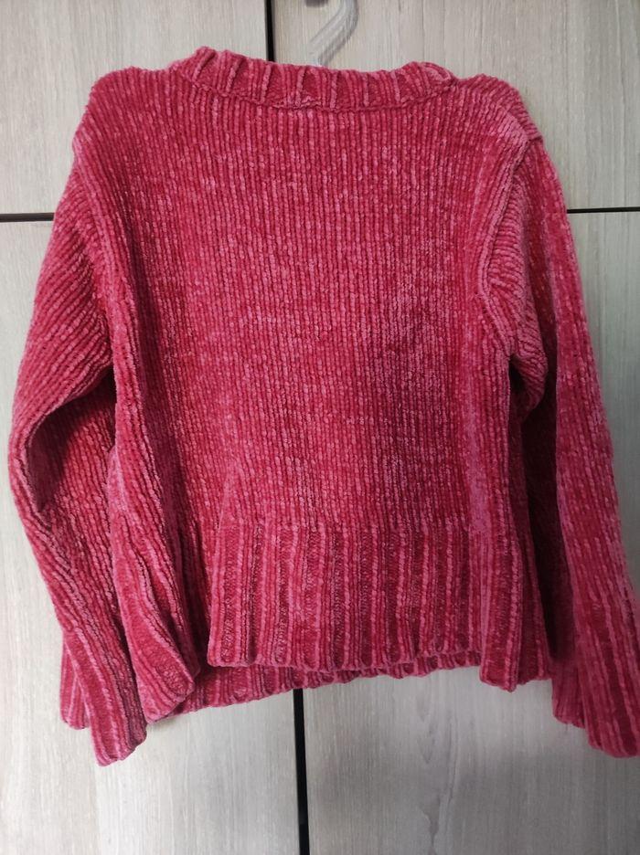 Pull rose maille velours brodée 5 ans  KMG - photo numéro 5