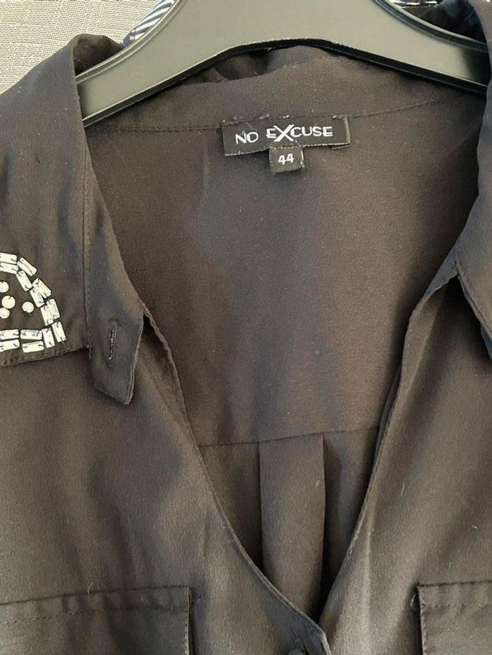 Chemise noire col et poigné diamant T 44 - photo numéro 2