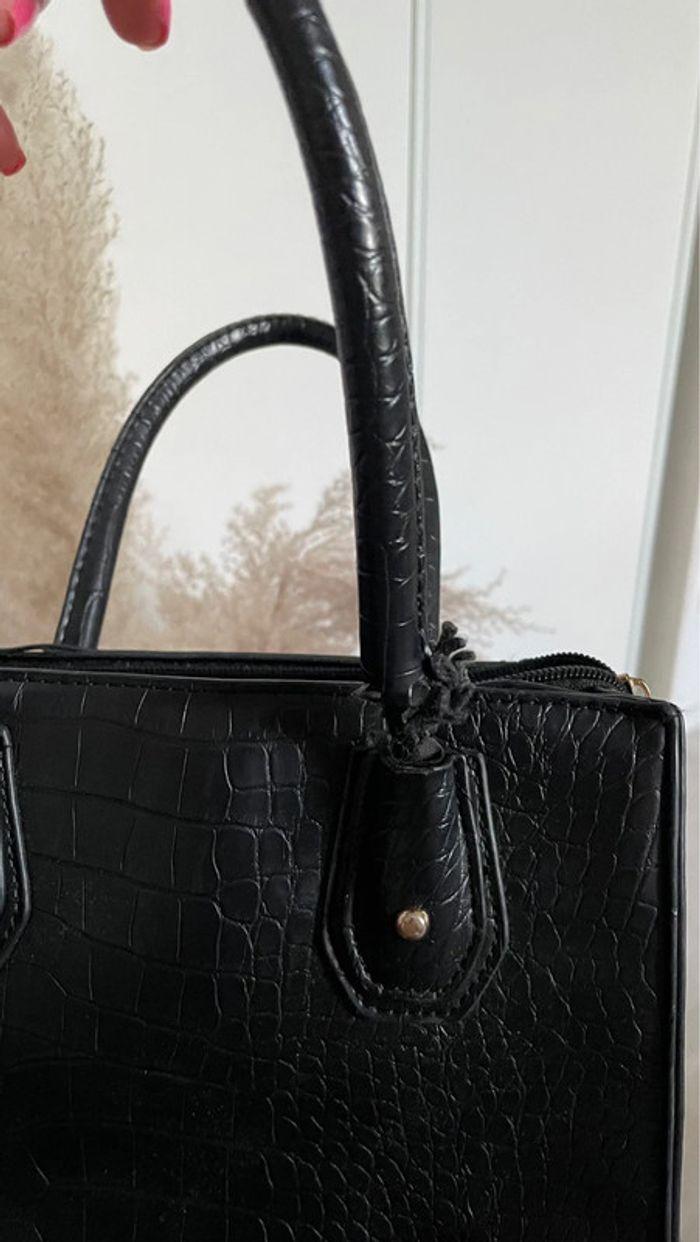 Sac noir en faux cuir croco - photo numéro 3