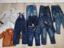 4 gilets, 1 salopette, 8 jeans Okaïdi et Tape à l'oeil