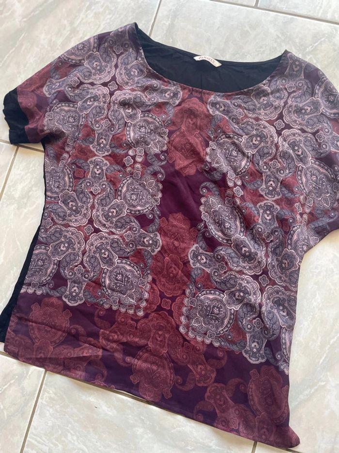 T shirt blouse  camaieu avec manche courte original taille m - photo numéro 3