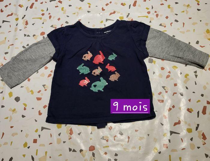 T-shirt fille manches longues 9 mois vertbaudet - photo numéro 1