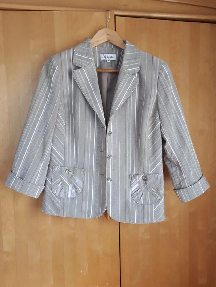 Veste blazer vintage gris violet clair blanc Armand Thiery Taille 40 - photo numéro 2