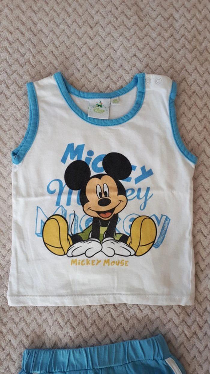 Ensemble débardeur et short blanc bleu Mickey Disney 12 mois - photo numéro 3