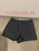 Short habillé taille haute bleu marine à motifs blanc Naf Naf taille 34