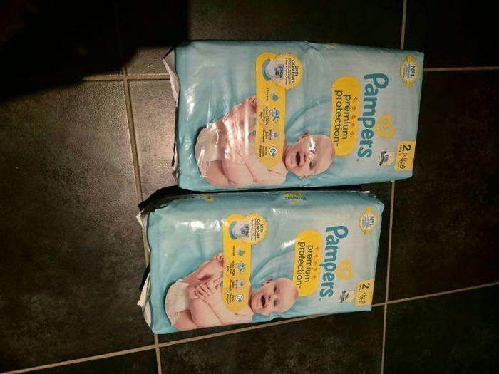 2 paquets 108 couches pampers premium protection taille 2