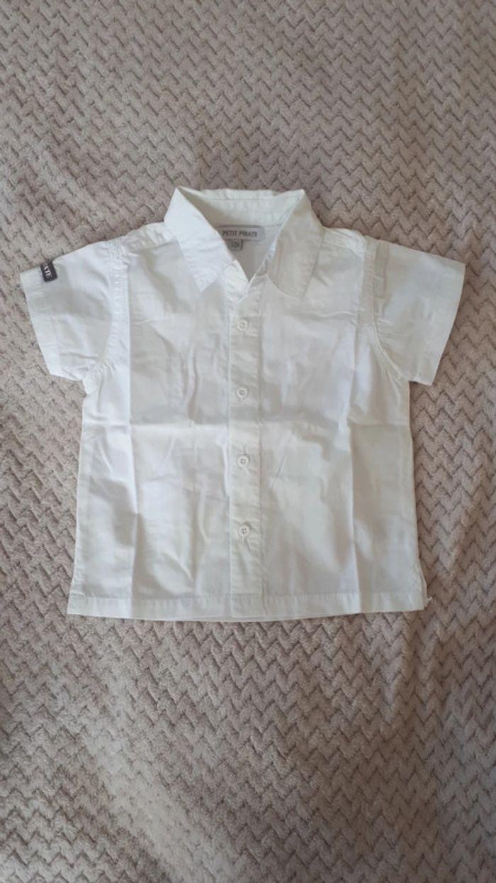 Ensemble garçon chemise et pantalon/short blanc gris Petit Pirate 12 mois neuf - photo numéro 8