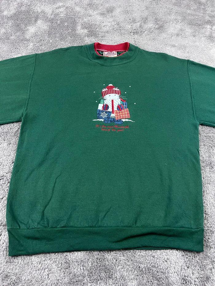 👕 Sweat de Noël logo brodé Vert Taille M 👕 - photo numéro 6