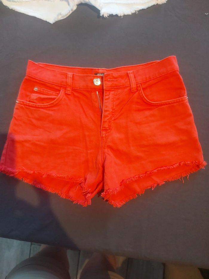 Short jeans rouge corail taille 40 - photo numéro 1