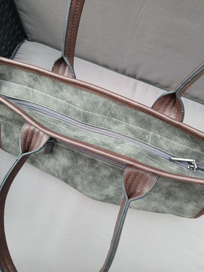 Sac fourre tout, couleur gris et beige - photo numéro 6