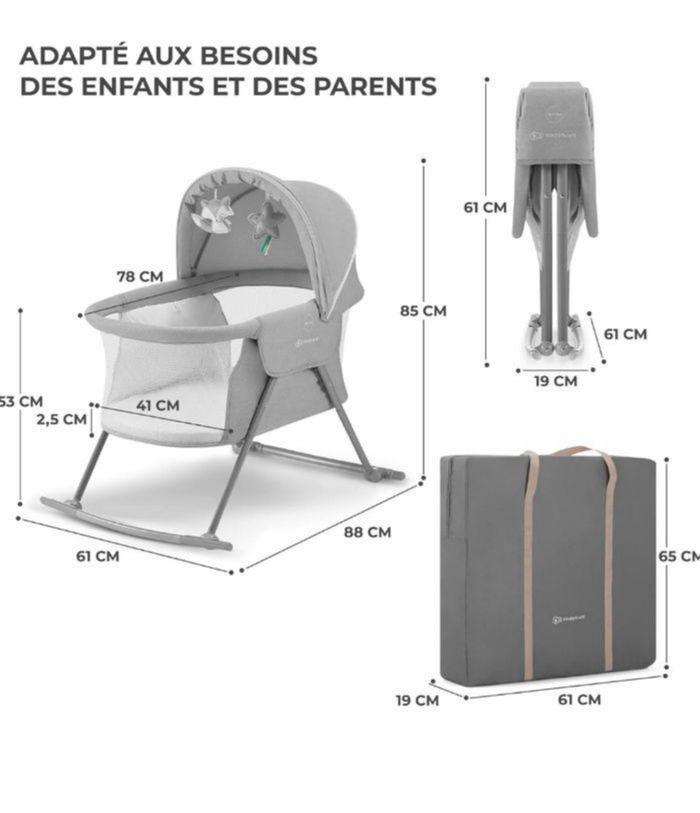 Lit bébé 3 en 1 , lit parapluie Kinderkraft + matelas de berceau arrondi - photo numéro 2