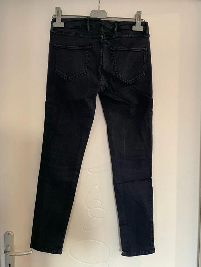 Pantalon jean court extensible bleu marine taille basse skinny fermeture bas Massimo dutti taille 36 - photo numéro 5