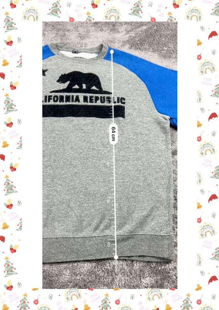 👕 Sweat University Rare Vintage y2k 90s 2000s California Republic gris et Bleu Taille S 👕 - photo numéro 3