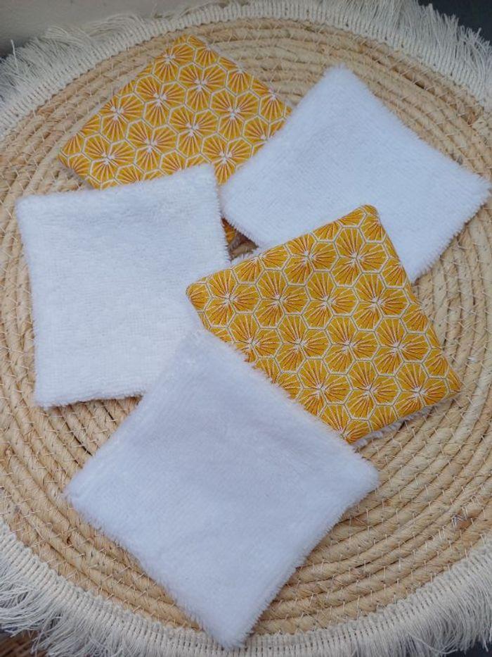 Lot de 5 lingettes lavables - coloris jaune - photo numéro 3