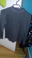 Pull t 36 tbe gris foncer perles