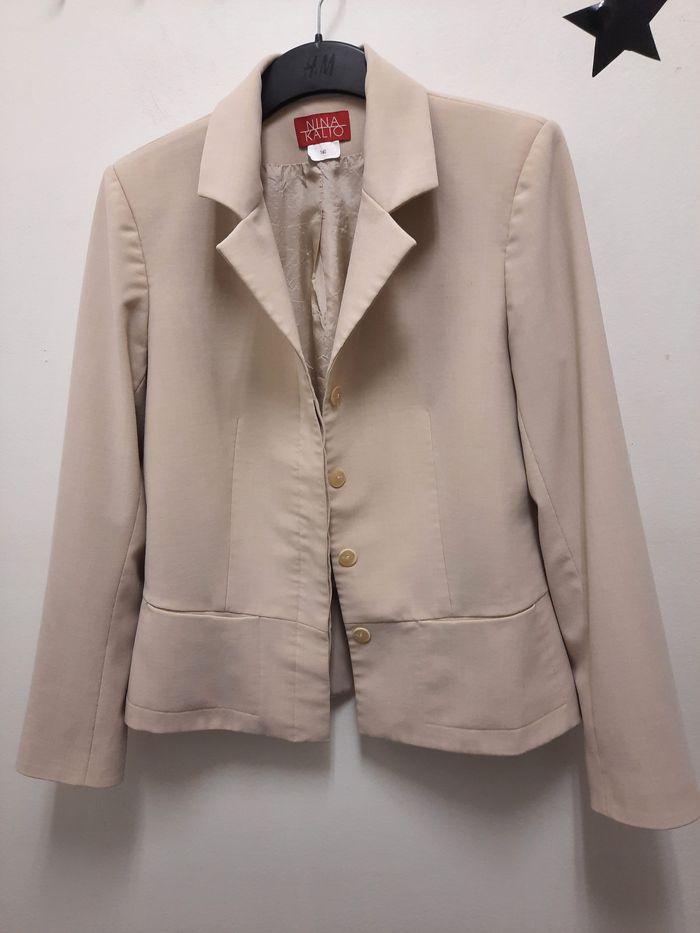 Veste blazer léger beige clair, Nina Kalio, t. 40 - photo numéro 3