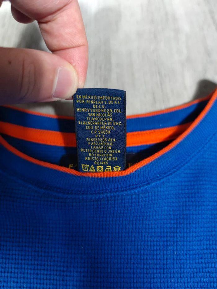 Pull Ralph Lauren Nid D'abeilles Bleu Logo Brodé Orange Taille L Homme - photo numéro 7