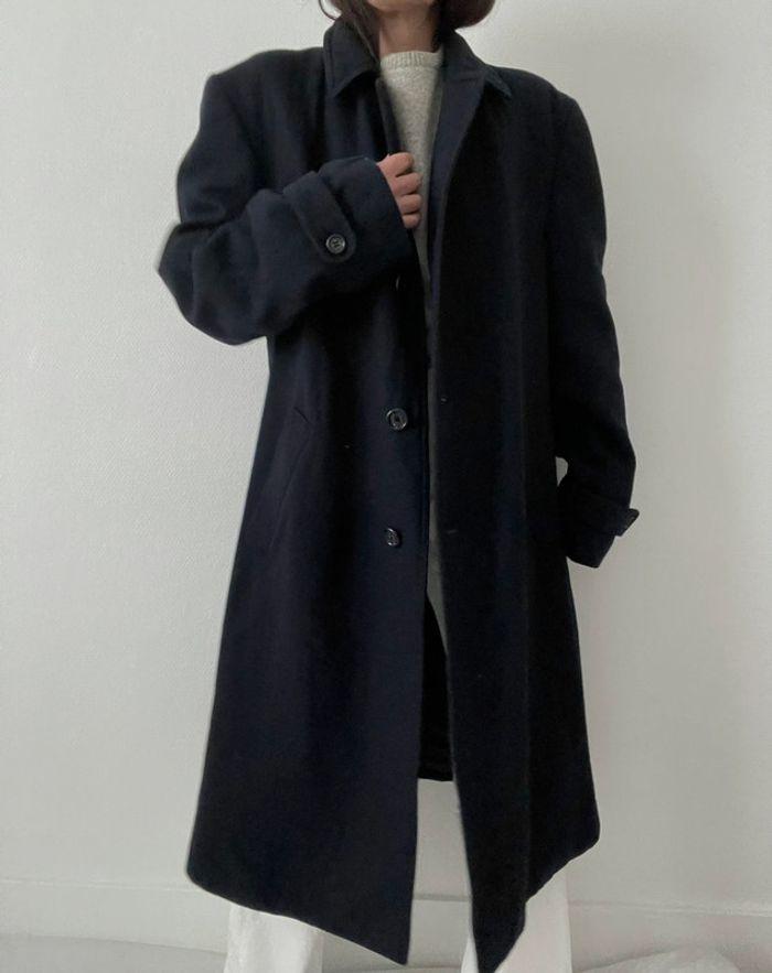 Oversized manteau long marine 90% laine - photo numéro 12