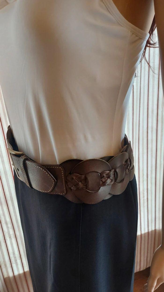 Ceinture Talking French en cuir marron 80cm - photo numéro 2