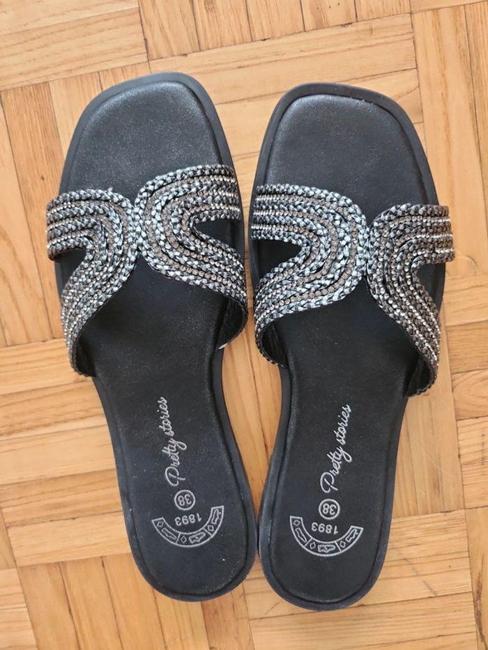 Mules strass noires - photo numéro 1