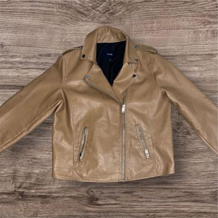 Veste en cuir marron crème avec fermeture éclair T44 - photo numéro 2