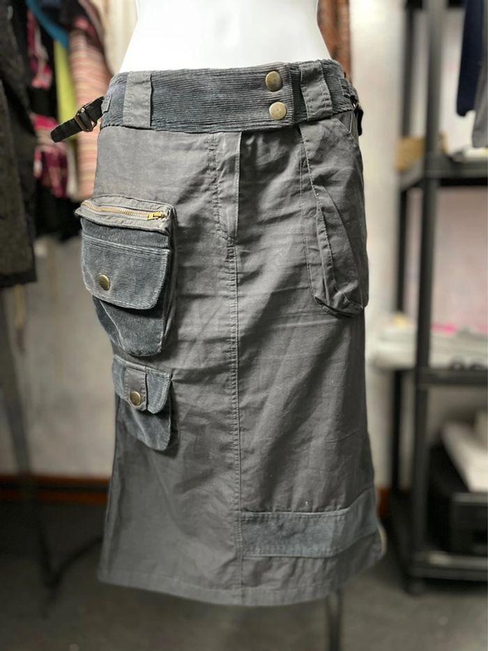 Y2K jupe style cargo bleu gris S - photo numéro 2