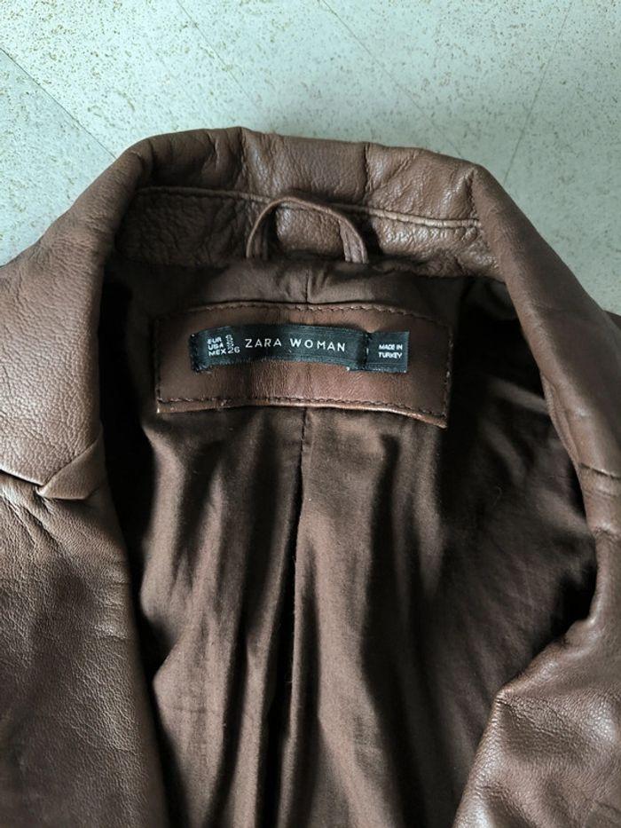 Veste simili cuir marron - photo numéro 3