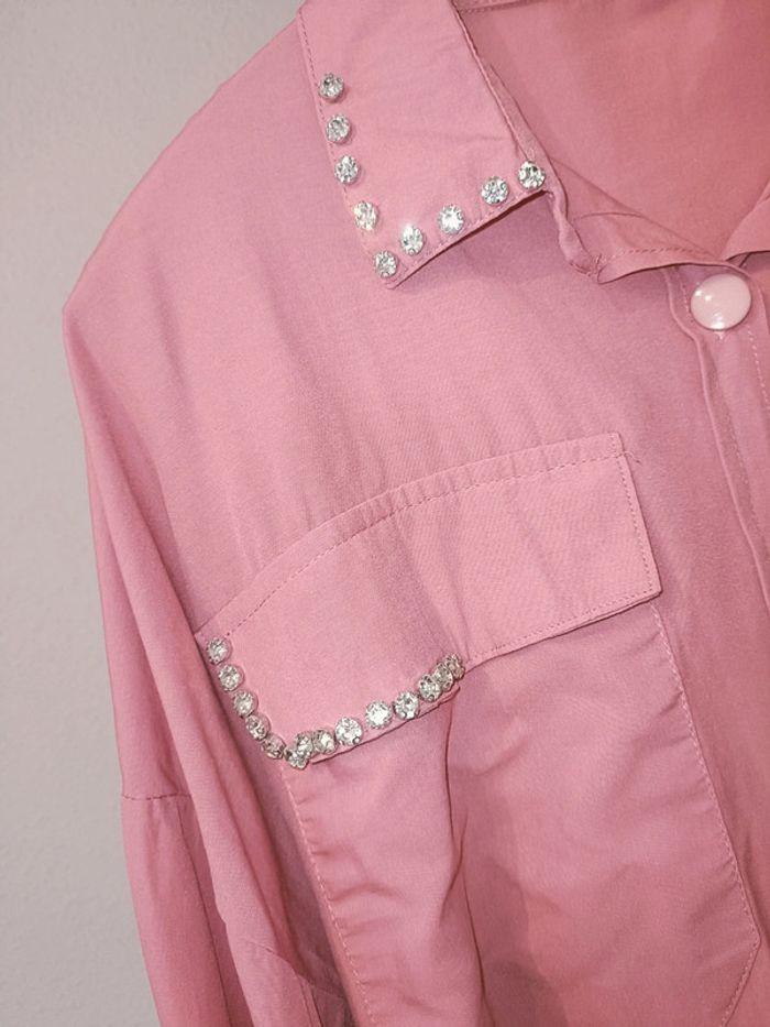 Chemise rose avec strass taille XXL shein neuf - photo numéro 2