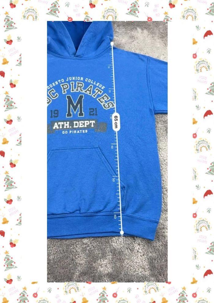 👕 Sweat à capuche Veste University Rare Vintage y2k 90s 2000s MJC Pirates College Bleu Taille S 👕 - photo numéro 3