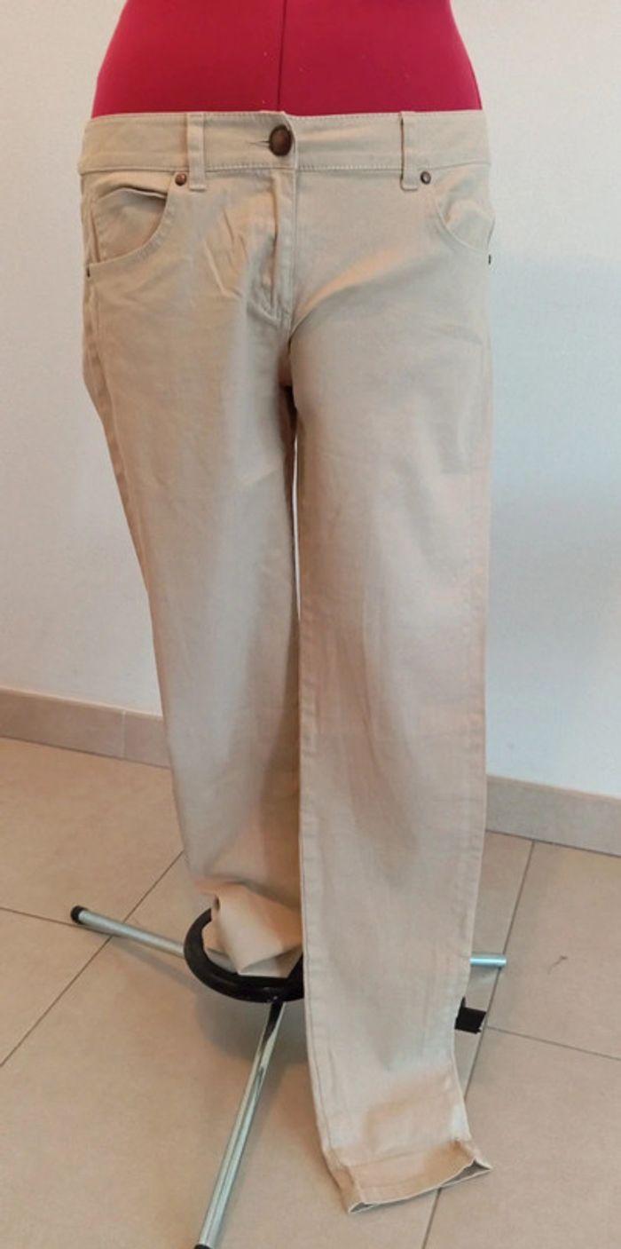 Pantalon coupe droite femme ecru - photo numéro 1