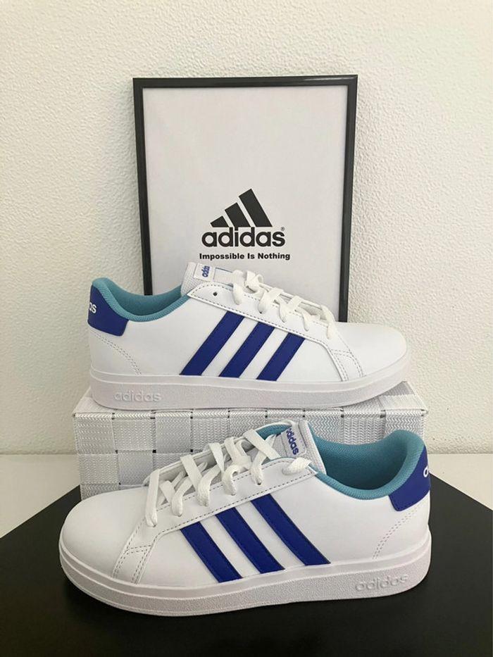 Adidas Grand Court 2.0 White/Blue - photo numéro 1