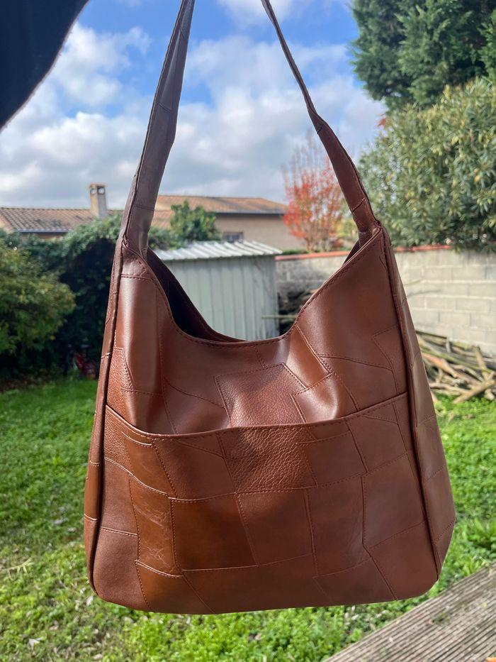 Sac à main faux cuir marron - photo numéro 2