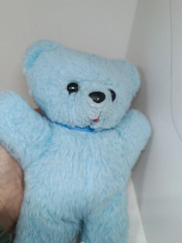 Nounours ours Teddy Bear ourson bleu blue ciel clair vintage petit small minouche tire langue - photo numéro 2