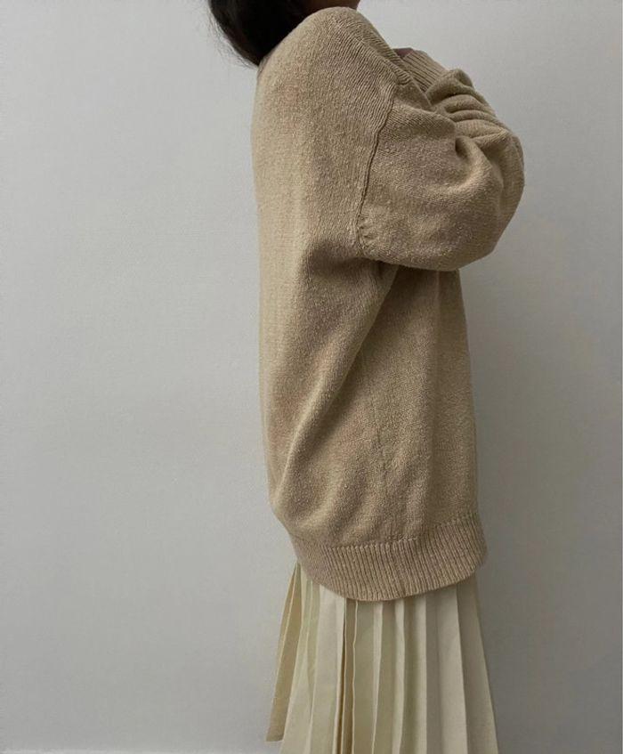 Oversized pull long beige soie et coton - photo numéro 11