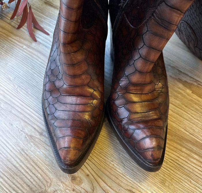 Bottes Donna Piu’ en cuir effet croco marron, pointure 36 - photo numéro 8