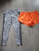 lot legging de sport adidas et short taille M tbe