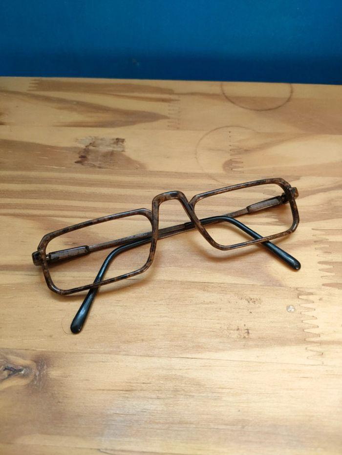 Lunettes marron vintage et originales monture rectangle en plastique - photo numéro 1