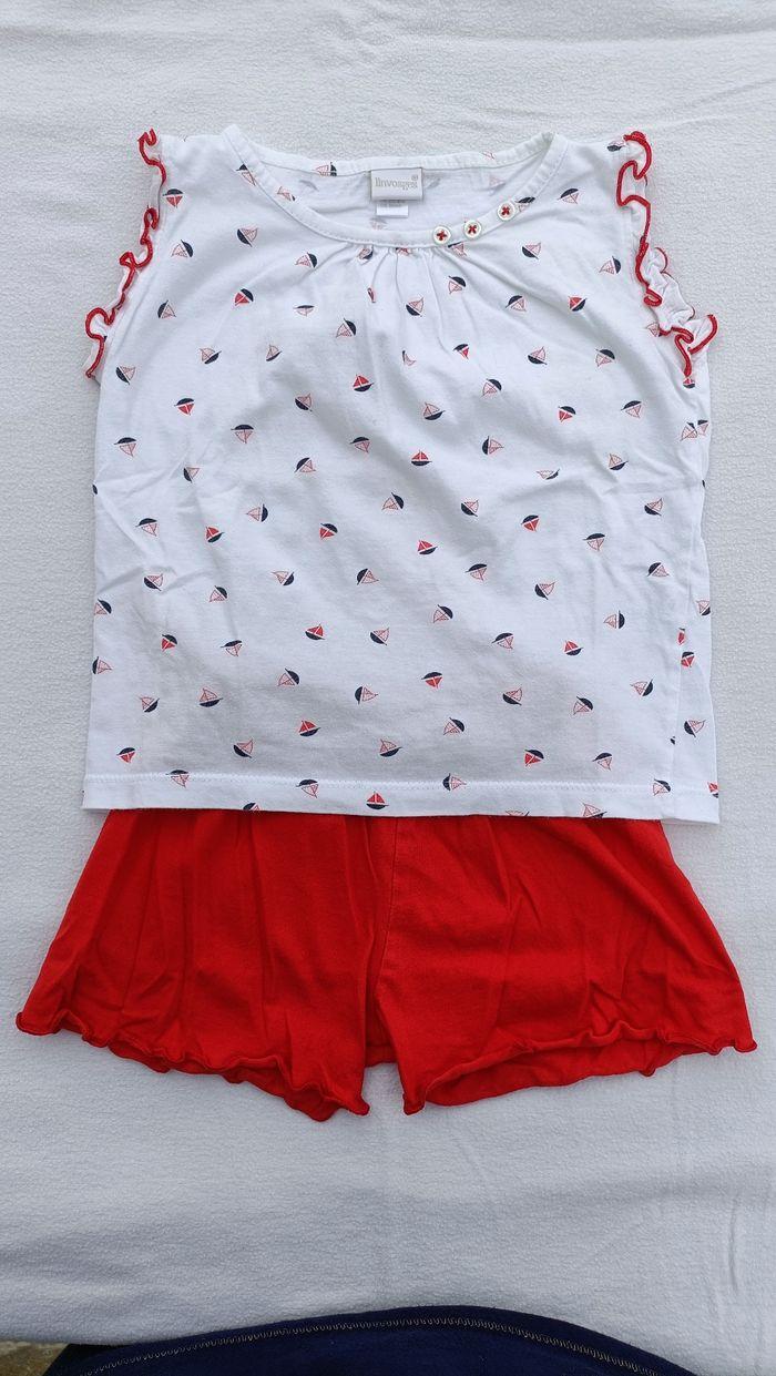 Ensemble t-shirt et short bébé rouge et blanc - photo numéro 2