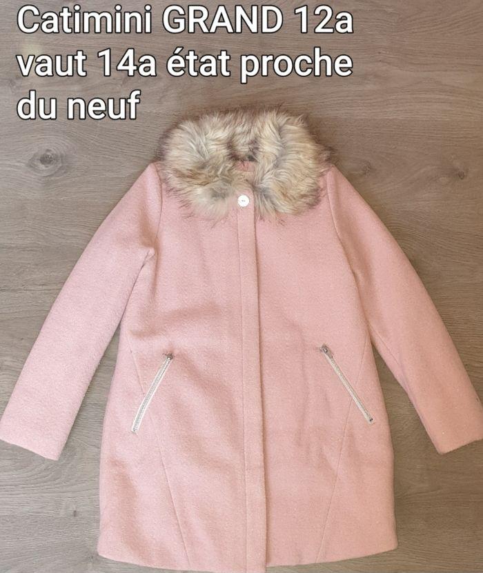 Manteau en laine rose grans 12 ans Catimini comme neuf - photo numéro 1