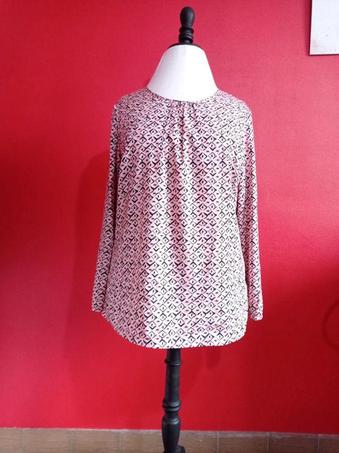 Blouse taille 42 Rose et noire Col Rond - photo numéro 1