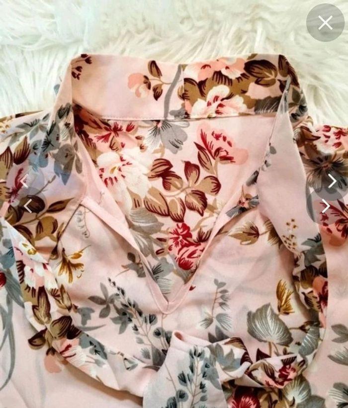 Chemisier fin rose a fleurs printemps automne et soirée femme taille 38 , M 💗 - photo numéro 14