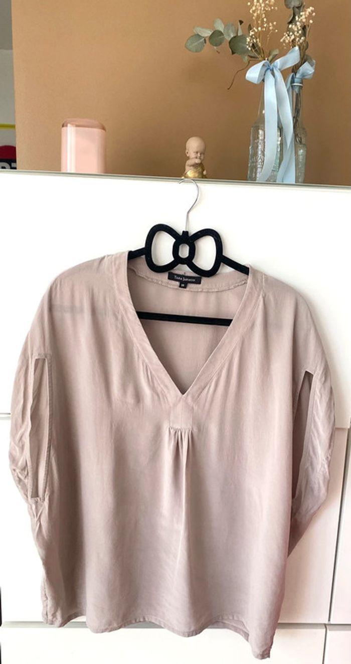 Blouse en soie Tara Jarmon taupe - photo numéro 1