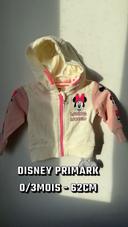 0/3 mois Veste sweat fermeture éclair zip capuche   rose Minnie Disney Disneyland Neuf avec étiquette