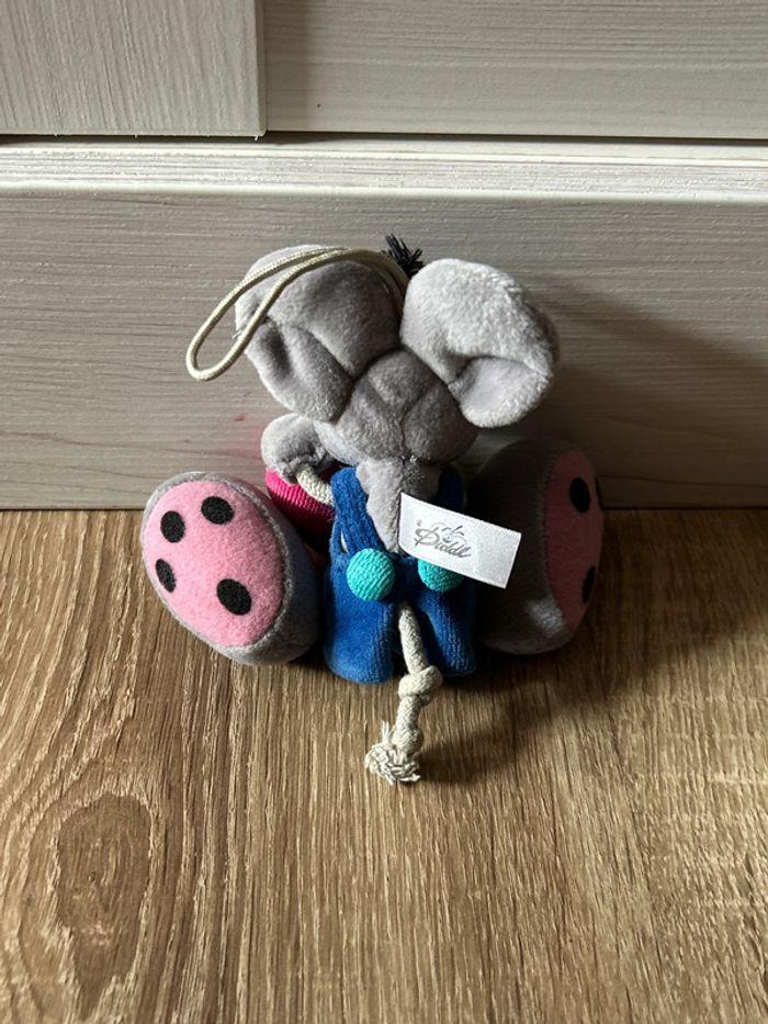 Porte clés peluche Diddl avec cœur rose et salopette, très bon état vintage - photo numéro 4